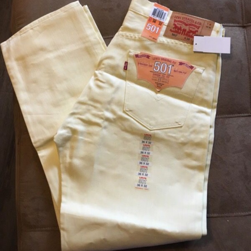 Levi pastel yellow denim.
